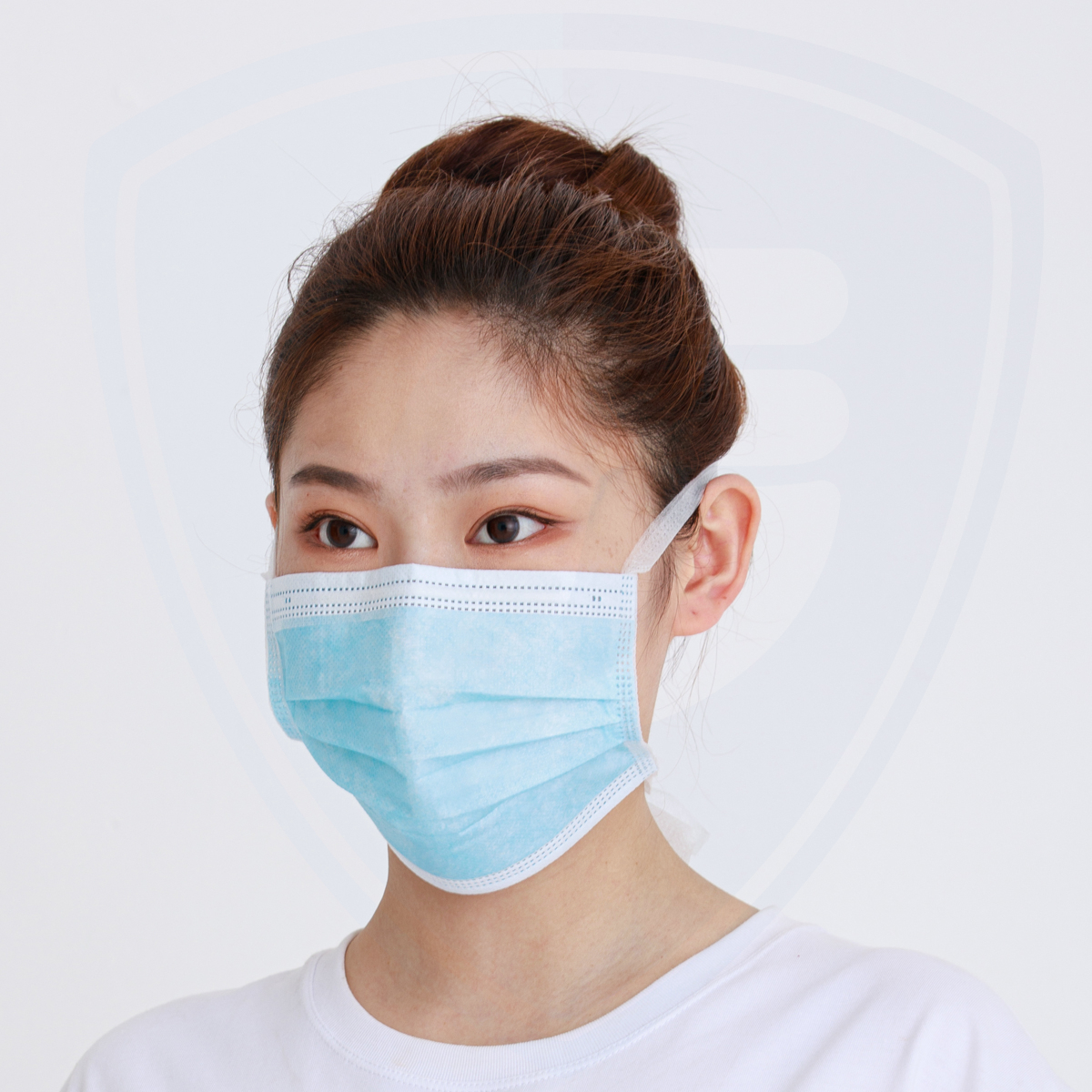 Einweg-3-lagige chirurgische Gesichtsmaske aus Vliesstoff zum Anbinden Blau