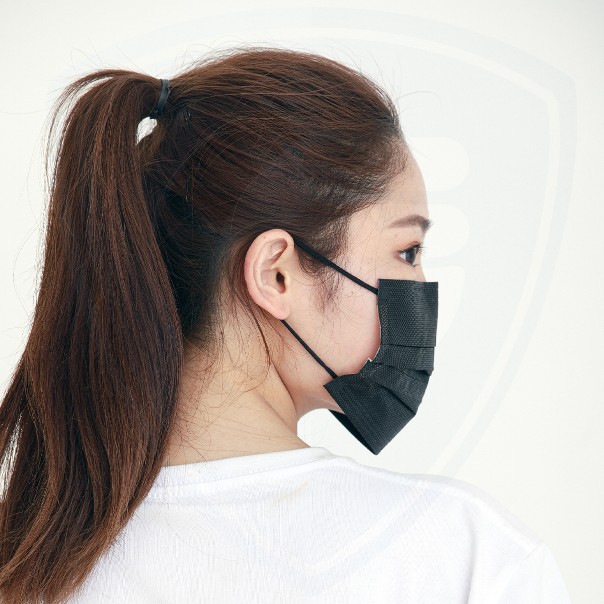 3-lagige, bequeme, verstellbare, atmungsaktive Einweg-Gesichtsmaske, schwarz
