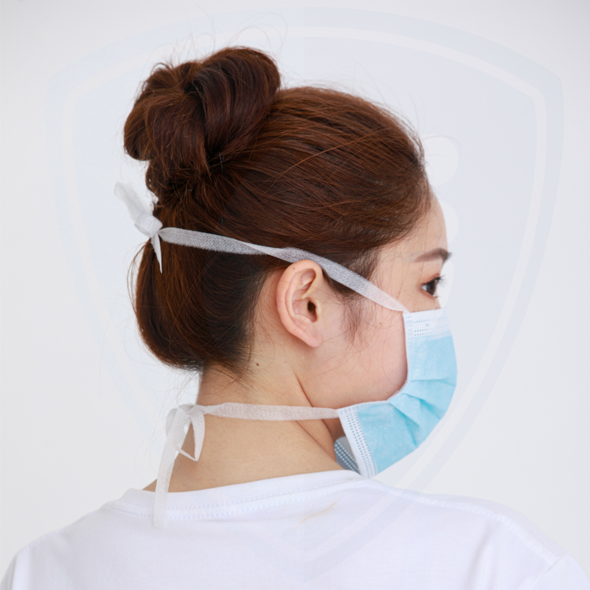 Einweg-3-lagige chirurgische Gesichtsmaske aus Vliesstoff zum Anbinden Blau